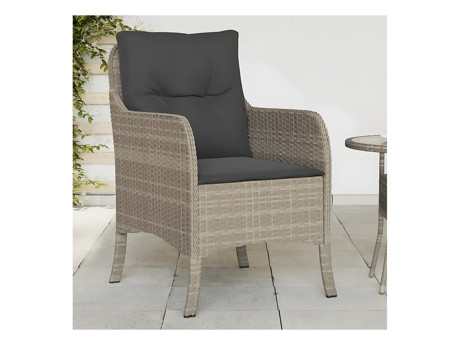 Lot de 2 Chaises de jardin coussins gris clair résine tressée FR69216