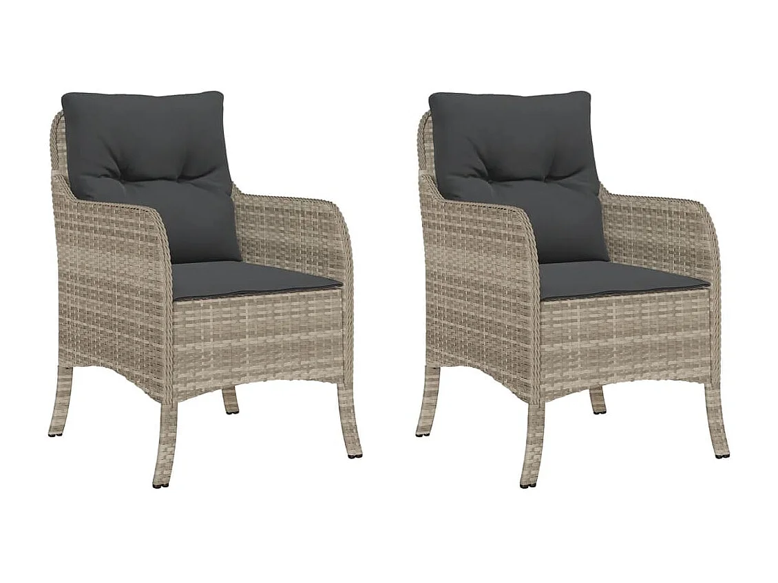 Lot de 2 Chaises de jardin coussins gris clair résine tressée FR69216