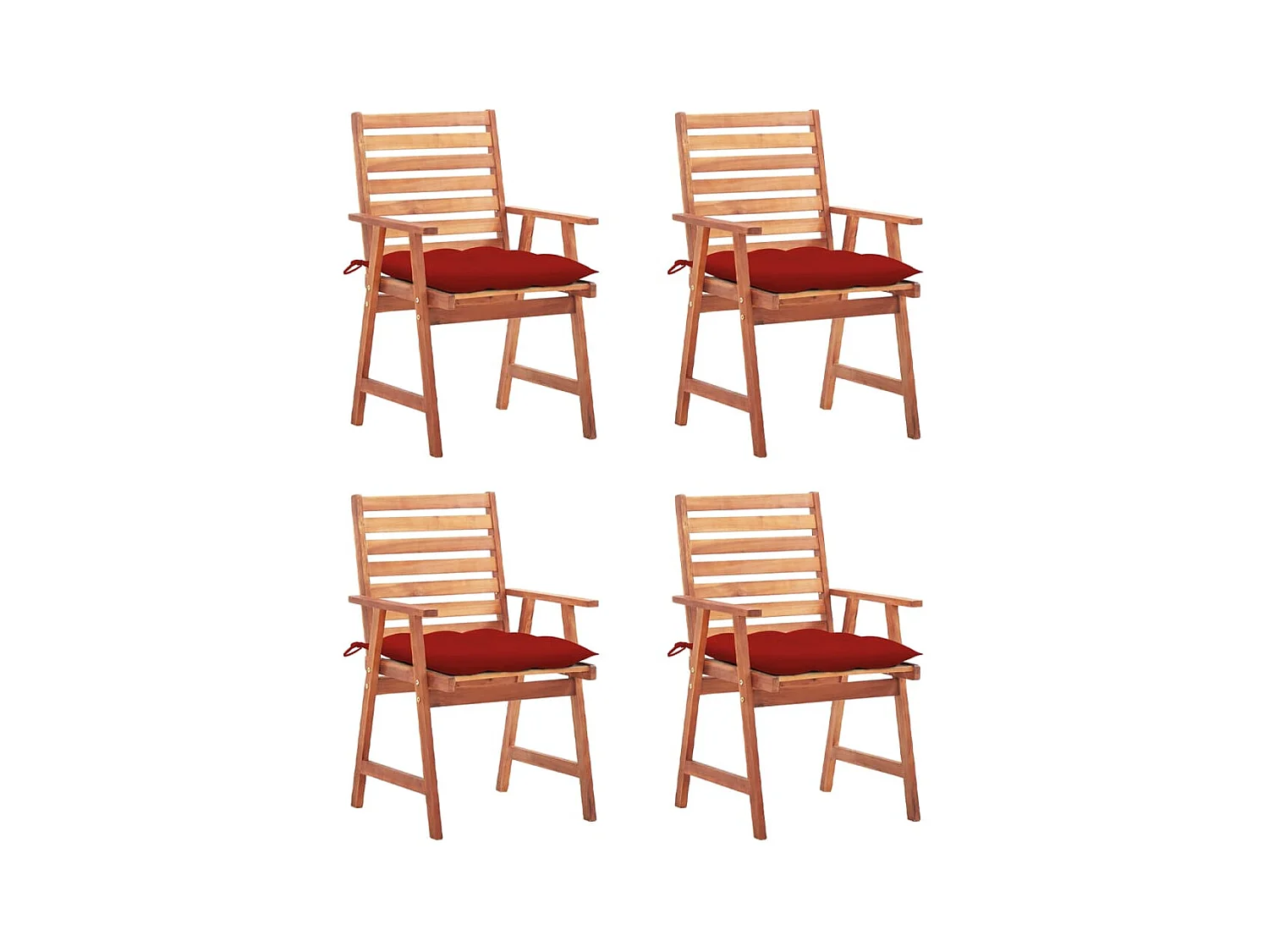 Lot de 4 Chaises à dîner de jardin avec coussins Acacia massif FR19897