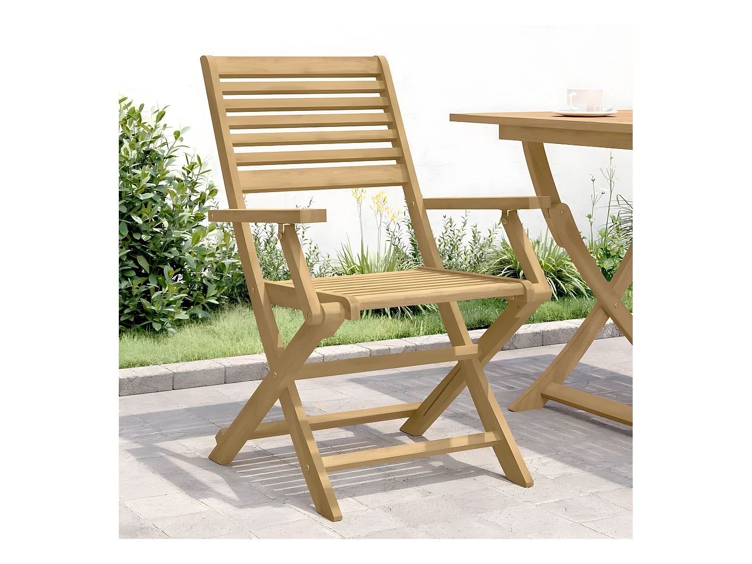 Lot de 4 Chaises pliables de jardin bois massif d'acacia FR82388