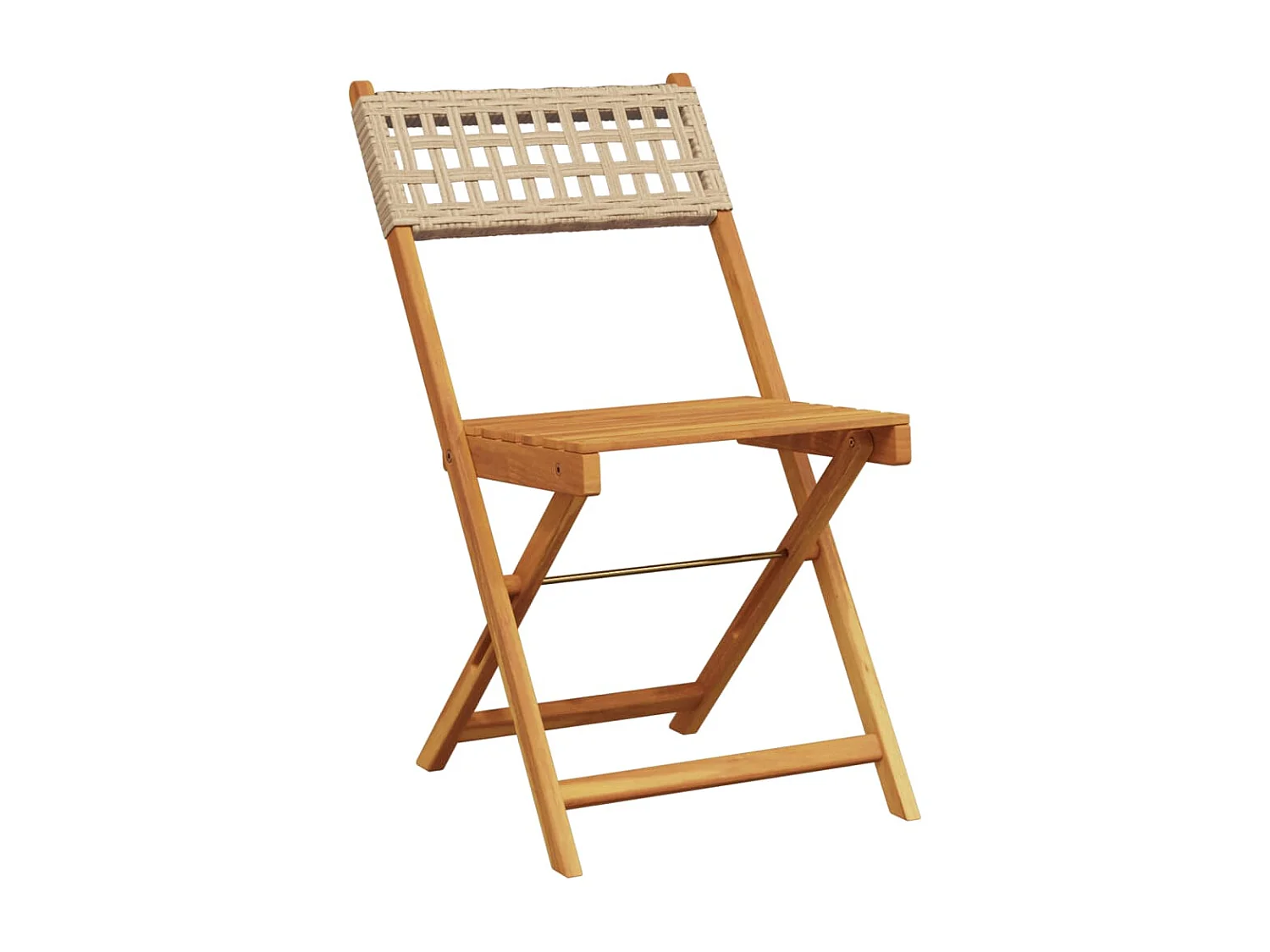 Lot de 8 Chaises de jardin pliantes beige rotin et bois massif FR15736