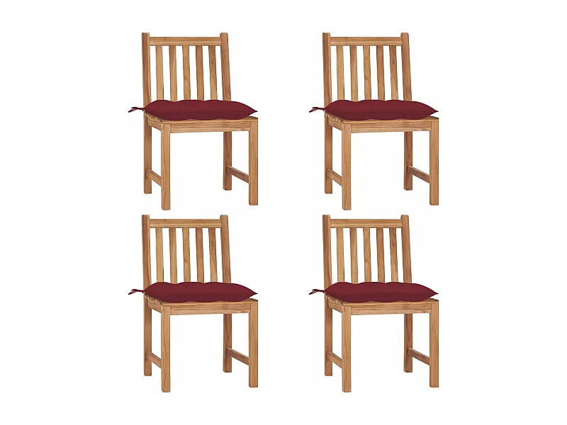 Cadeiras de jardim c/ almofadões 4 pcs madeira de teca maciça PT727369