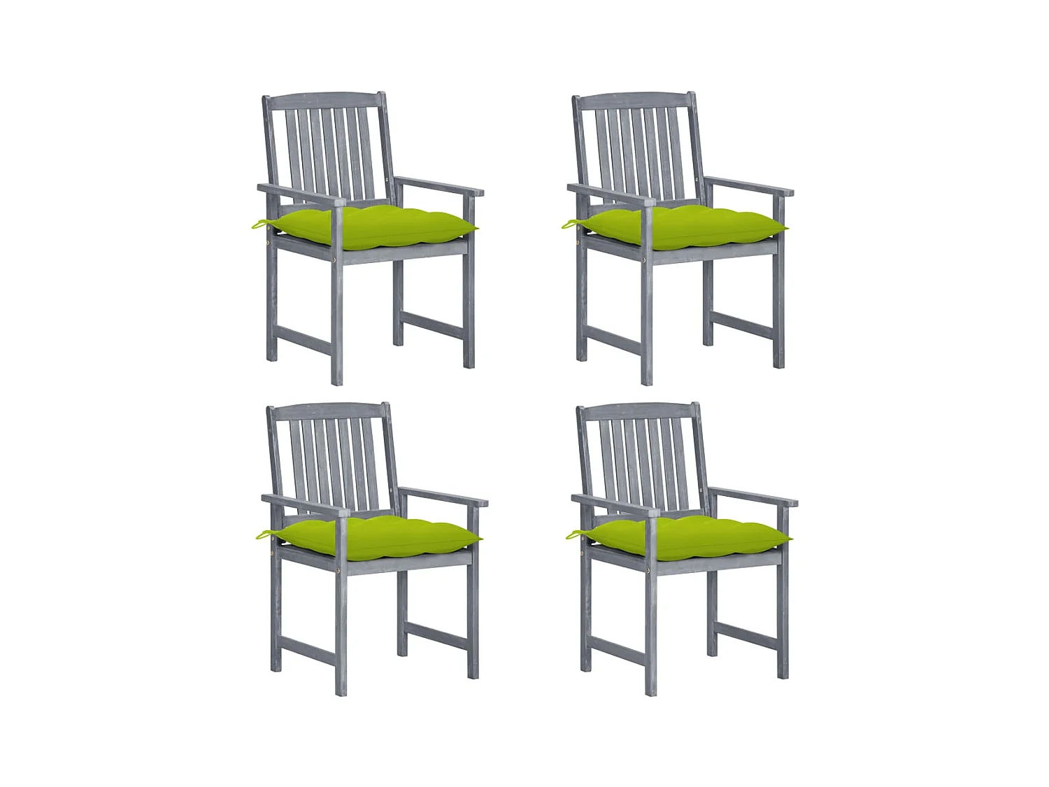 Lot de 4 Chaises de jardin et coussins Gris Bois acacia massif FR99681