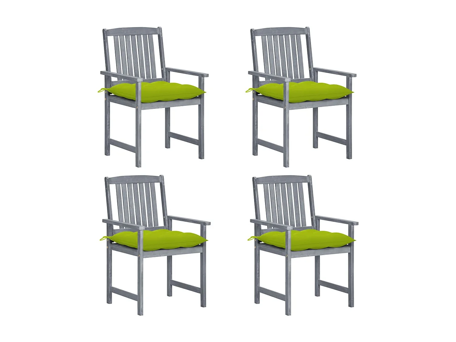 Lot de 4 Chaises de jardin et coussins Gris Bois acacia massif FR99681