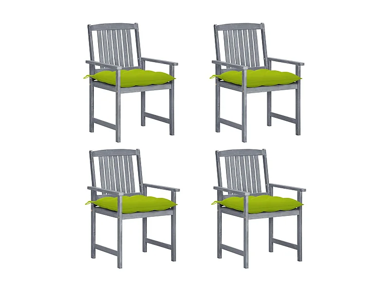 Lot de 4 Chaises de jardin et coussins Gris Bois acacia massif FR99681