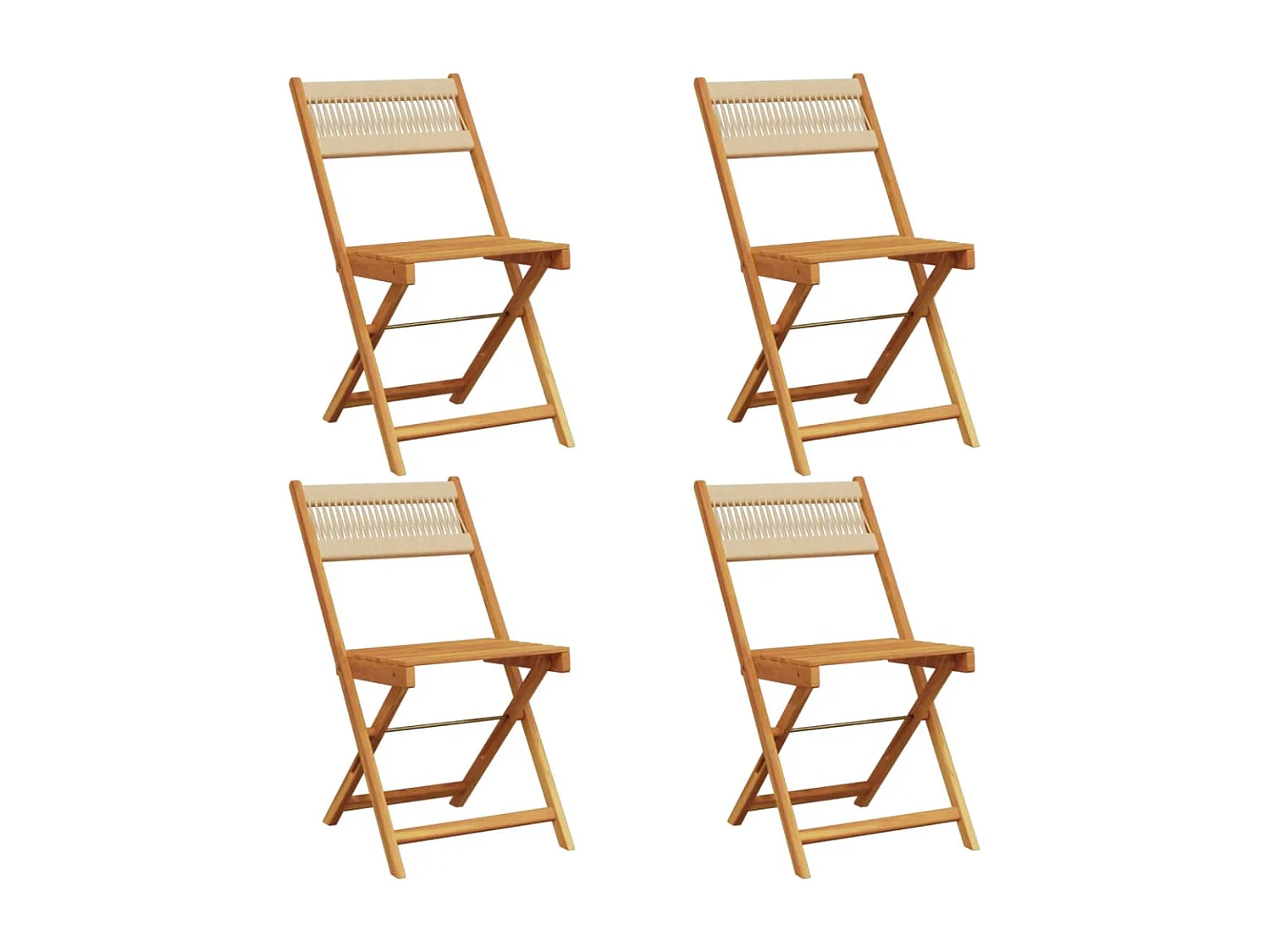 Lot de 4 Chaises de jardin pliantes beige bois d'acacia massif FR85216
