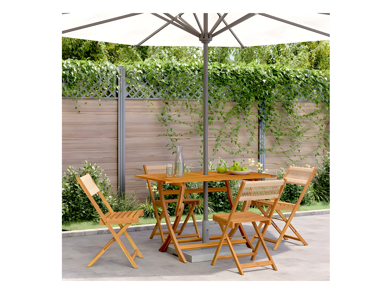 Lot de 4 Chaises de jardin pliantes beige bois d'acacia massif FR85216
