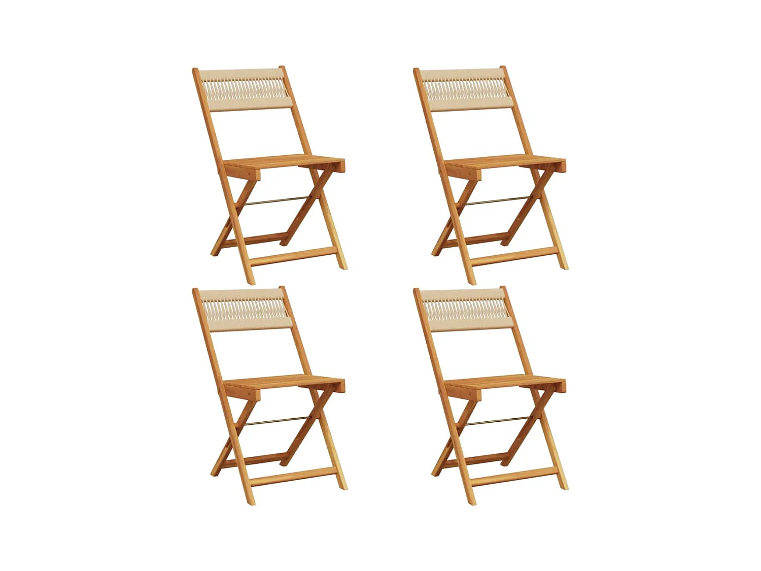 Lot de 4 Chaises de jardin pliantes beige bois d'acacia massif FR85216