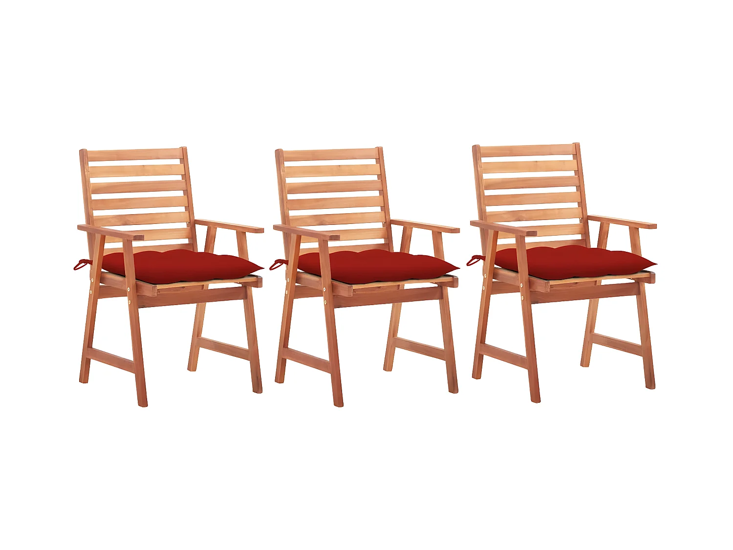Lot de 3 Chaises à dîner de jardin avec coussins Acacia massif FR40871