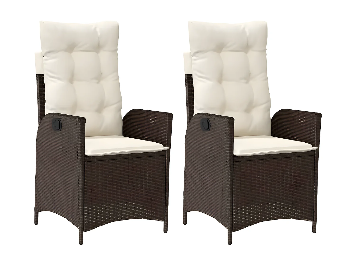 Tuinstoelen 2 st verstelbaar met kussens poly rattan bruin BE985623