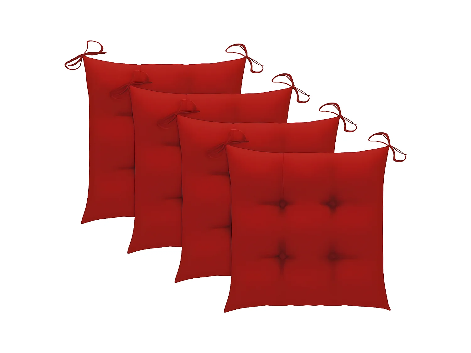 Lot de 4 Chaises de jardin avec coussins rouge Bois de teck massif FR91713