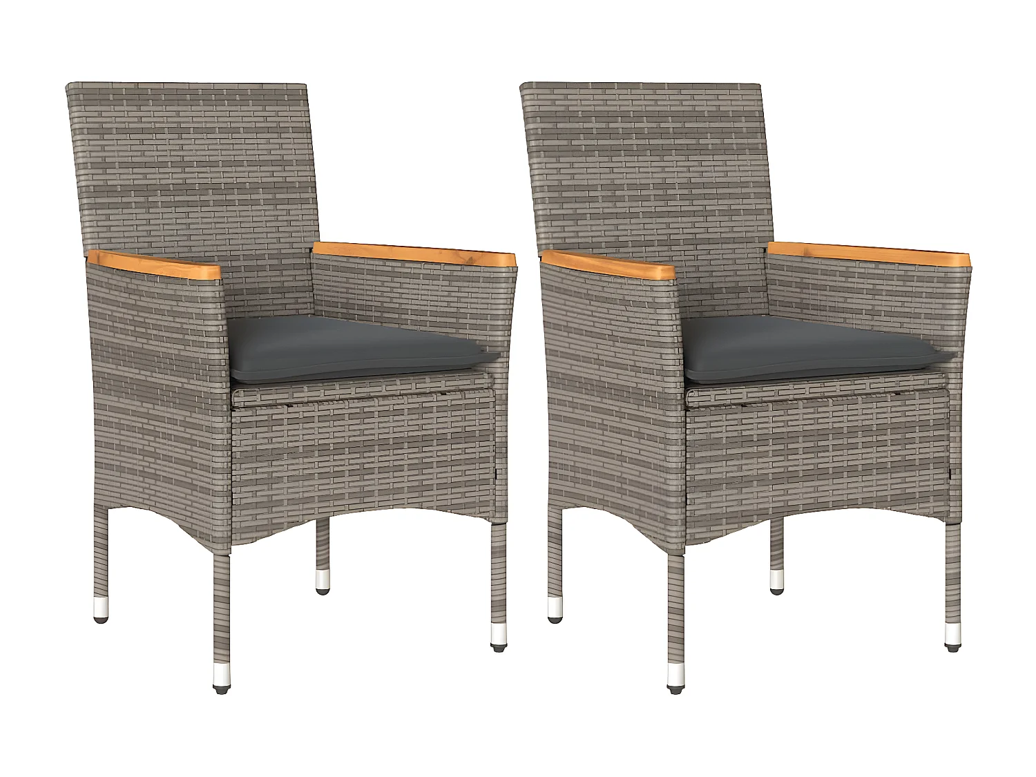 Lot de 2 Chaises de jardin avec coussins gris résine tressée FR13494