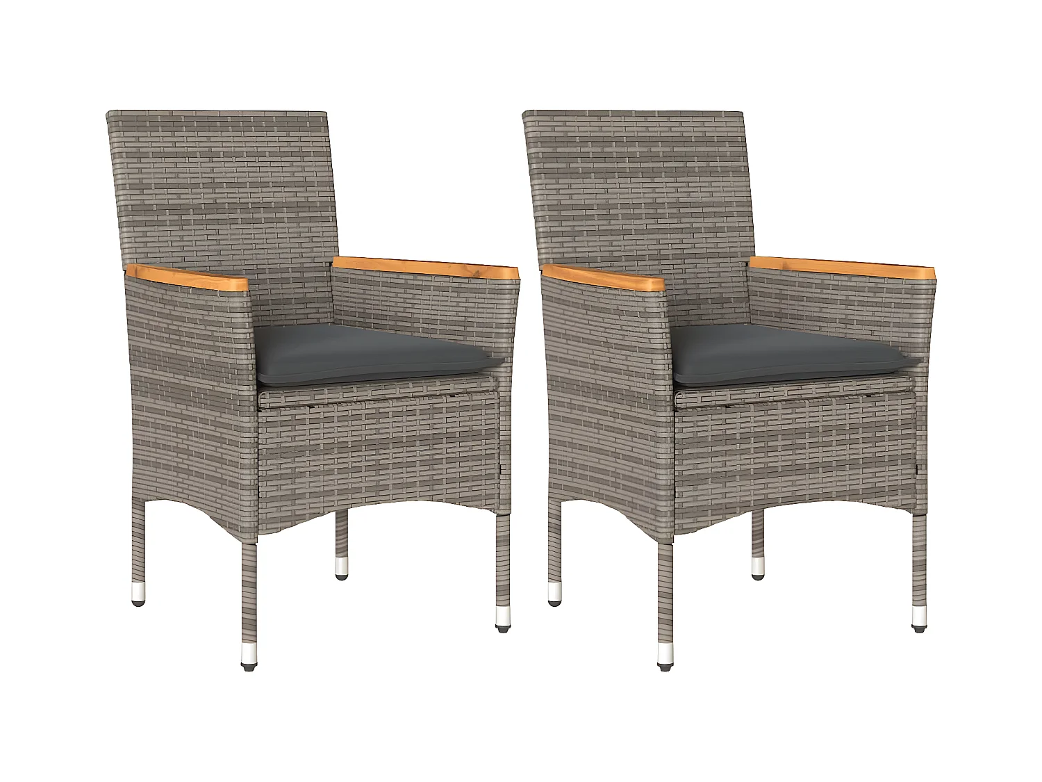 Cadeiras de jardim com almofadões 2 pcs vime PE cinzento PT657046