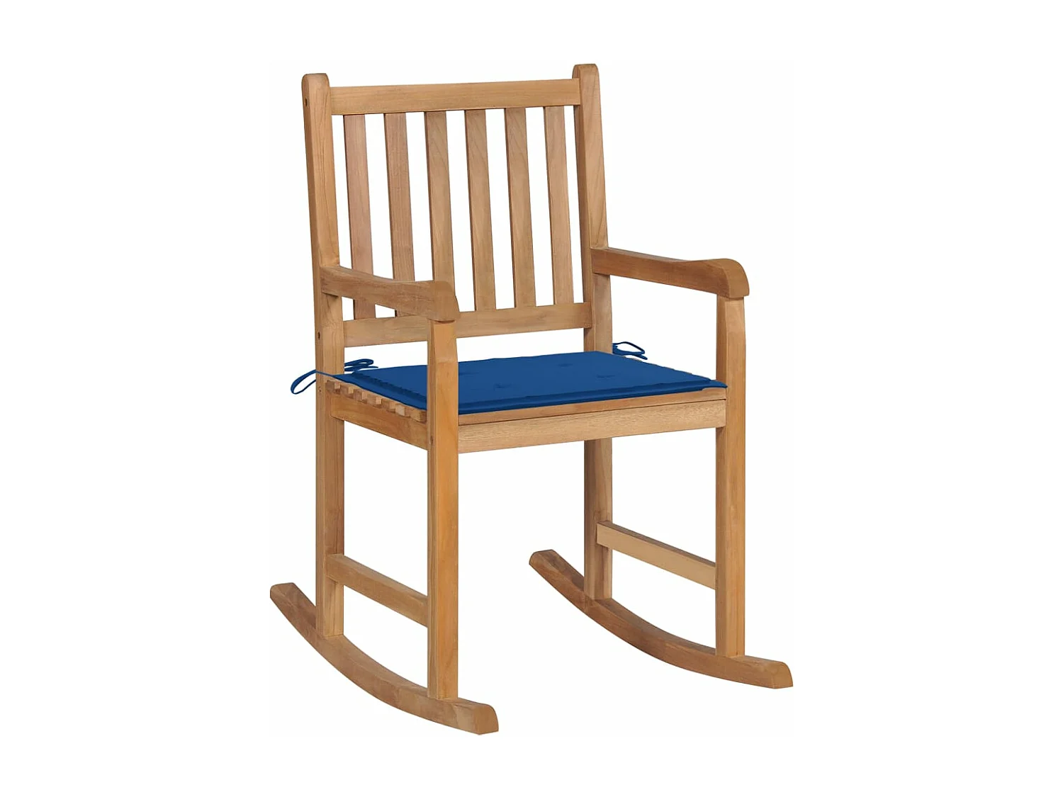 Chaise à bascule avec coussin bleu royal Bois de teck solide FR89608