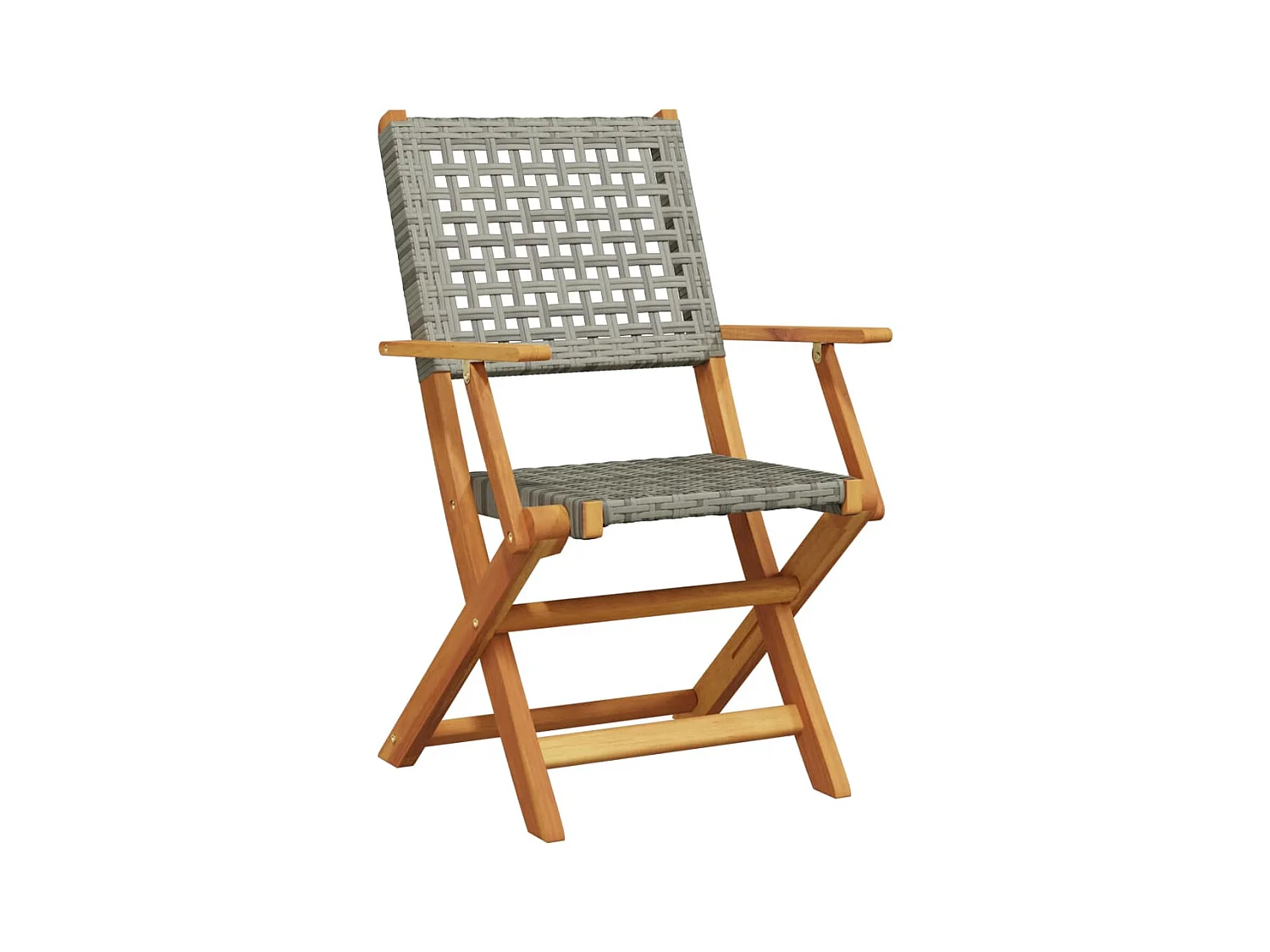 Lot de 4 Chaises de jardin pliantes gris poly rotin bois massif FR80478