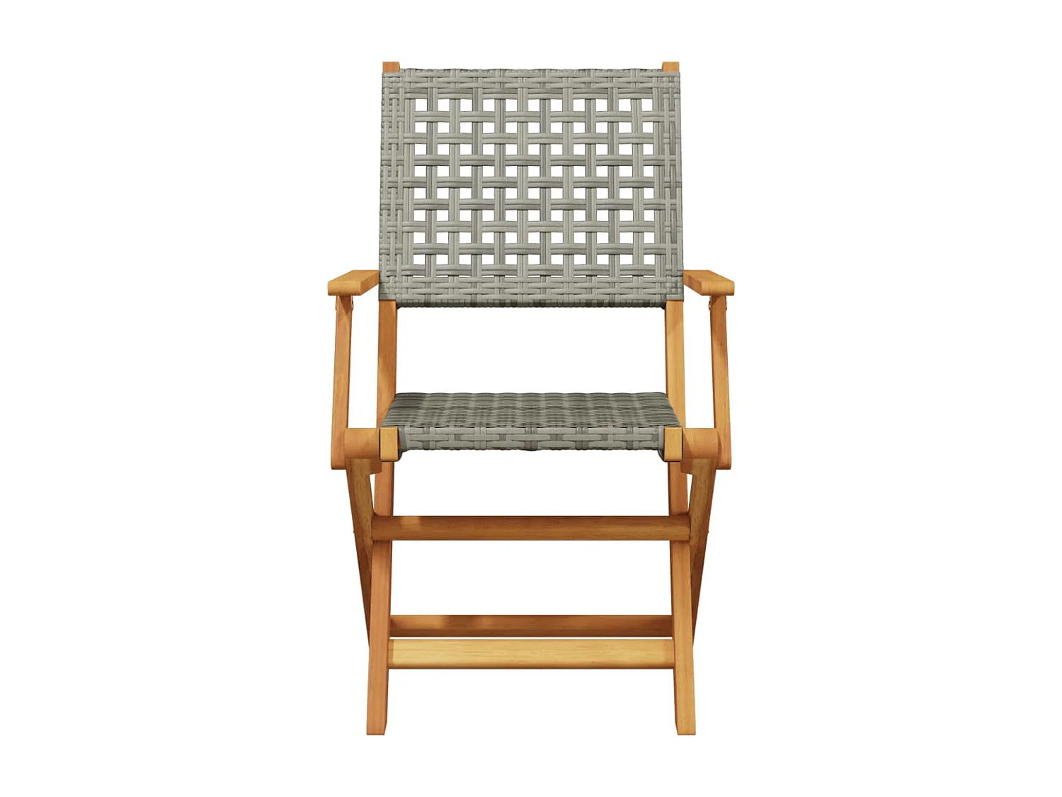 Lot de 4 Chaises de jardin pliantes gris poly rotin bois massif FR80478