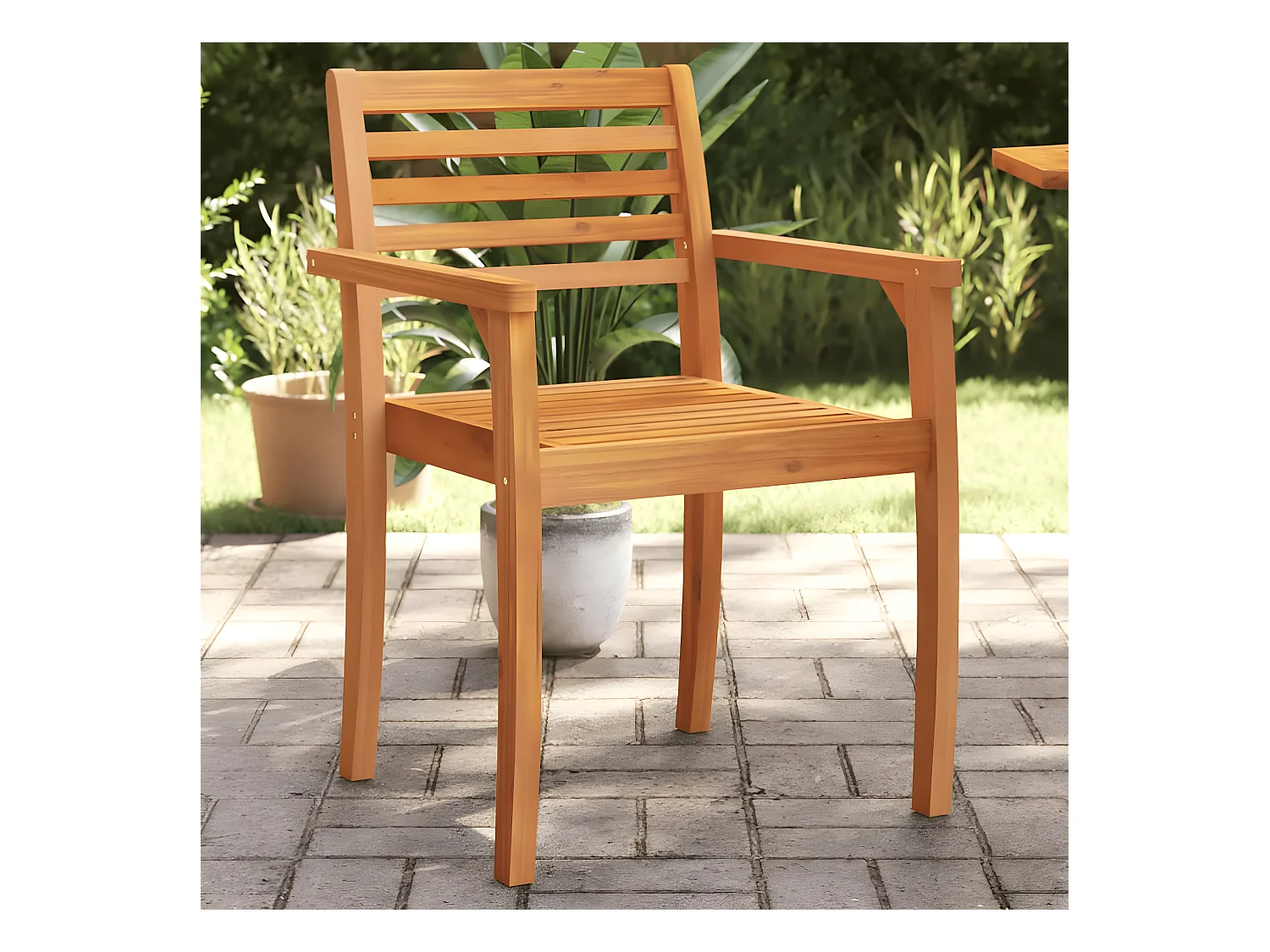 Lot de 2 Chaises de jardin 59x55x85 cm bois massif d'acacia FR15638