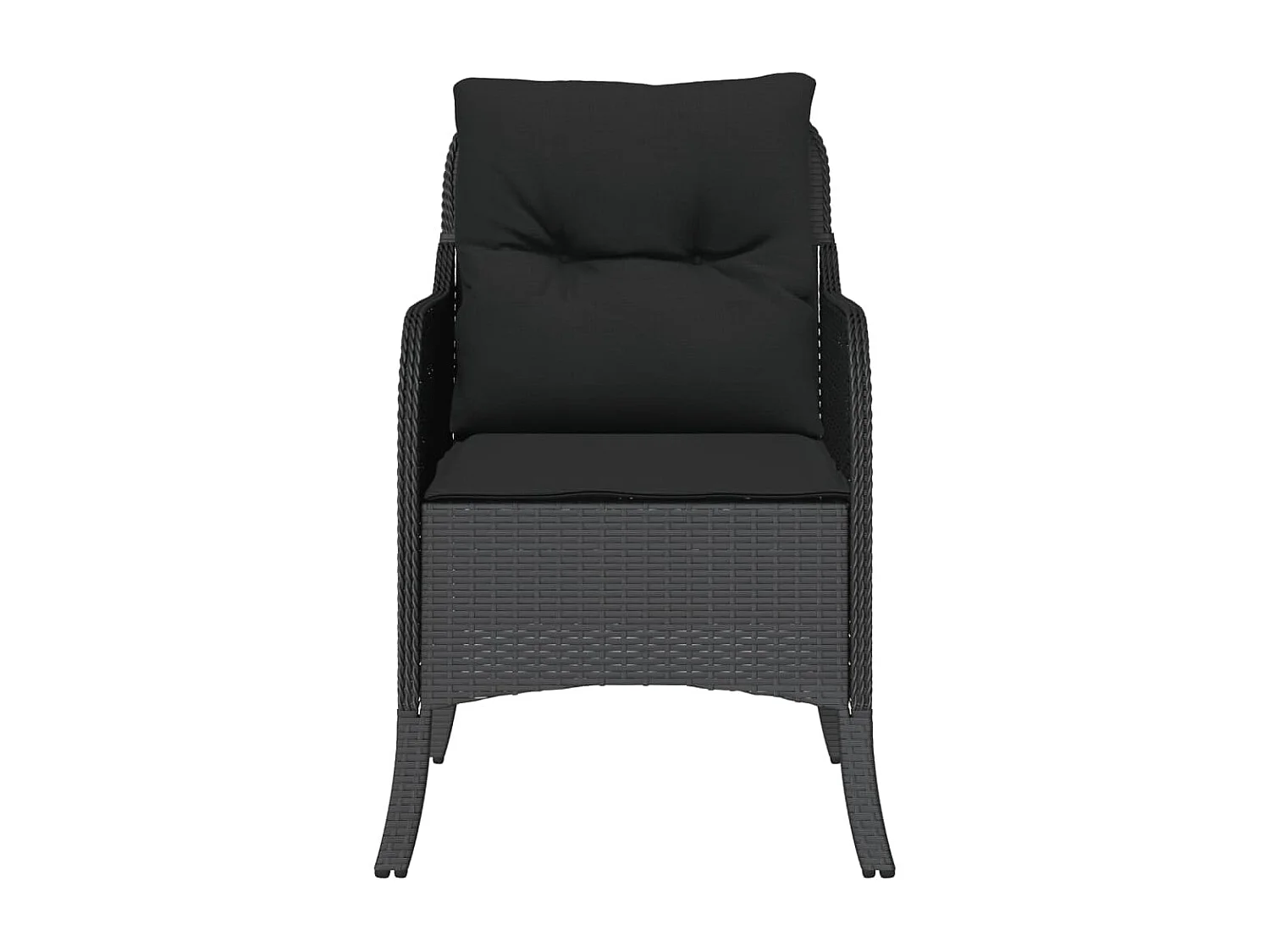 Cadeiras de jardim com almofadões 2 pcs vime PE preto PT486380