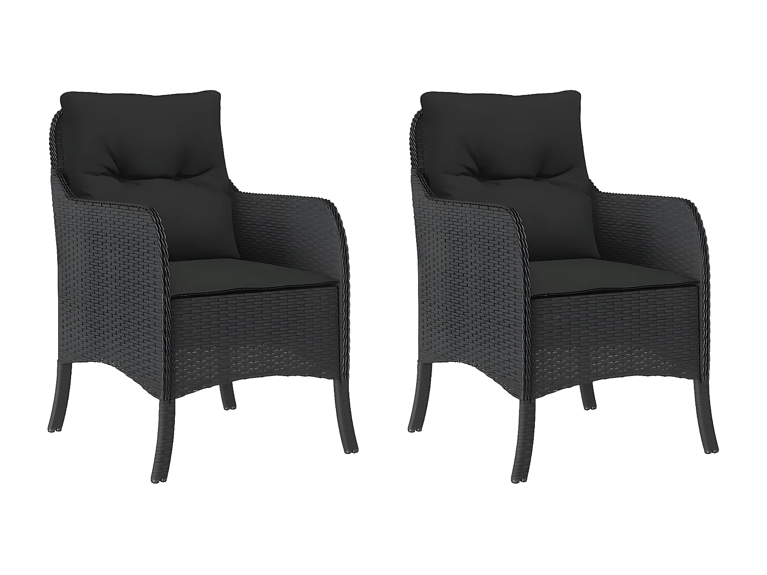 Lot de 2 Chaises de jardin avec coussins noir résine tressée FR57309
