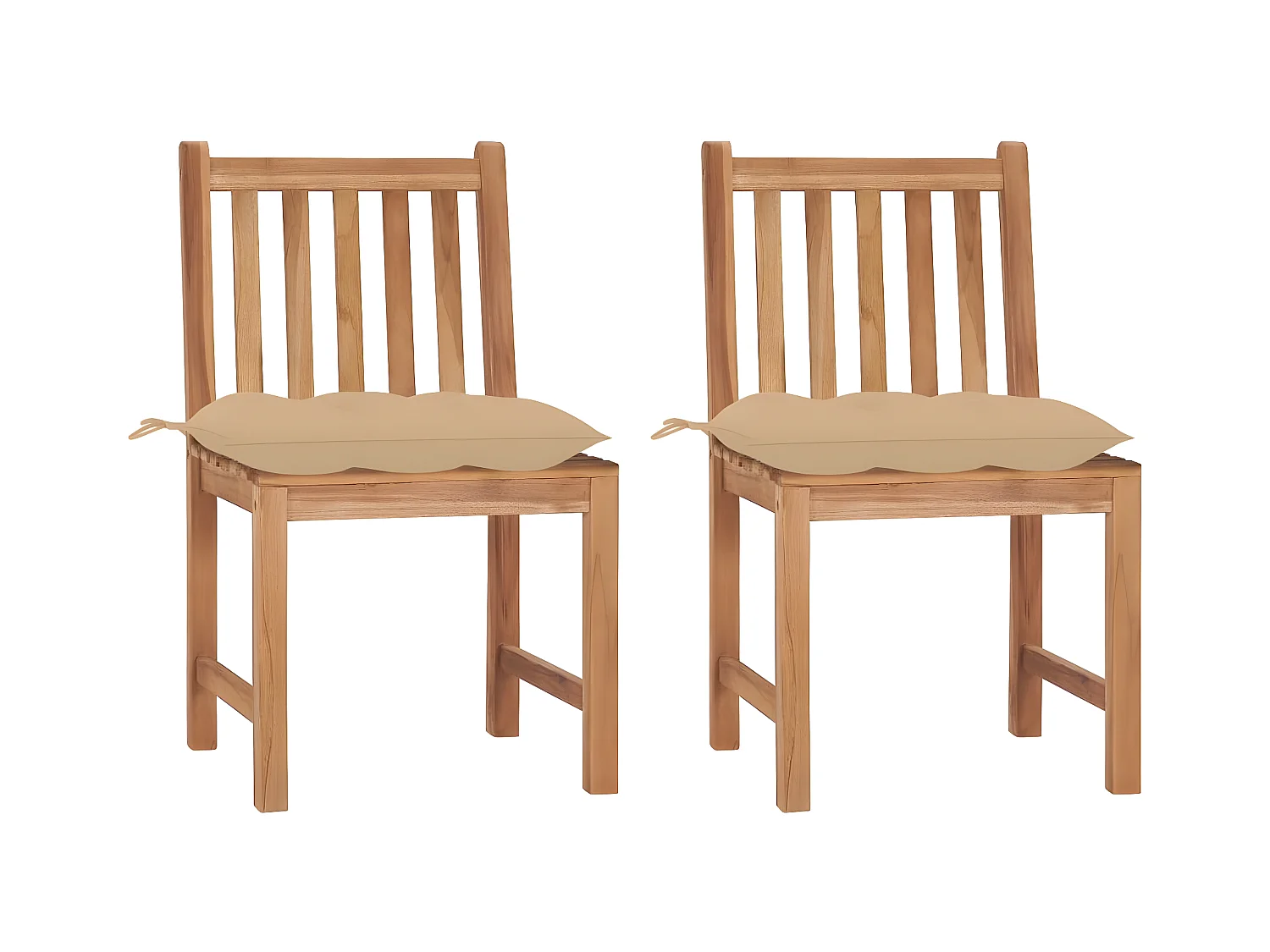 Lot de 2 Chaises de jardin avec coussins Bois de teck massif FR75731