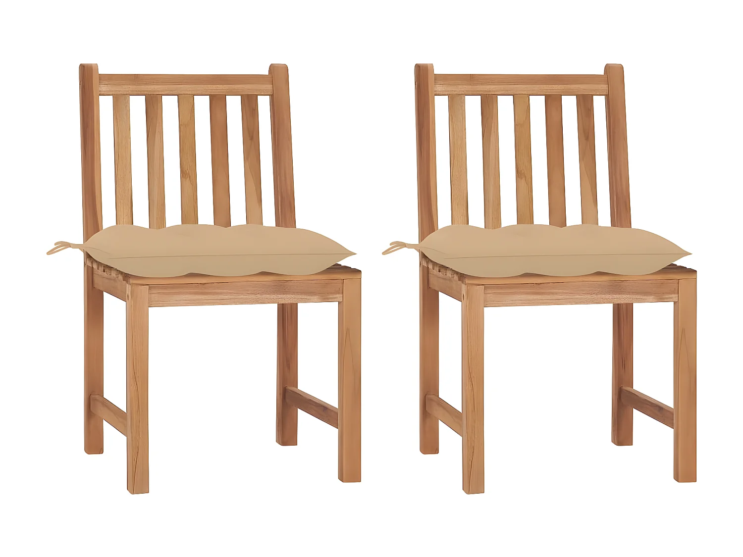Lot de 2 Chaises de jardin avec coussins Bois de teck massif FR75731