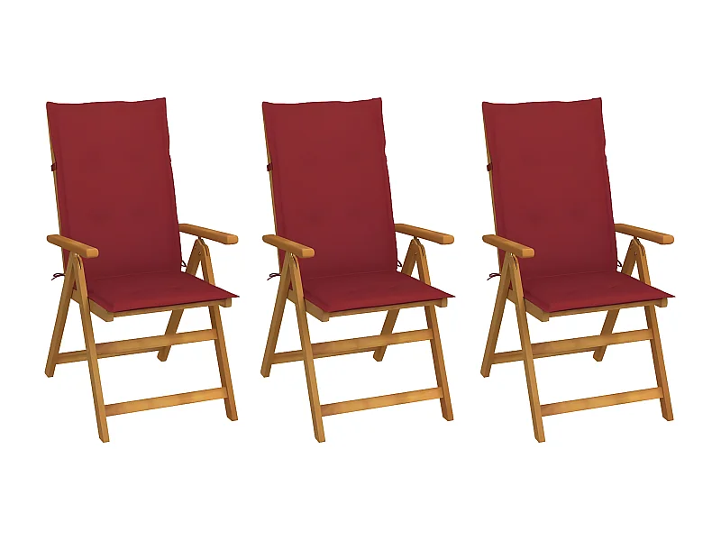 Lot de 3 Chaises pliables de jardin avec coussins Bois d'acacia FR72418