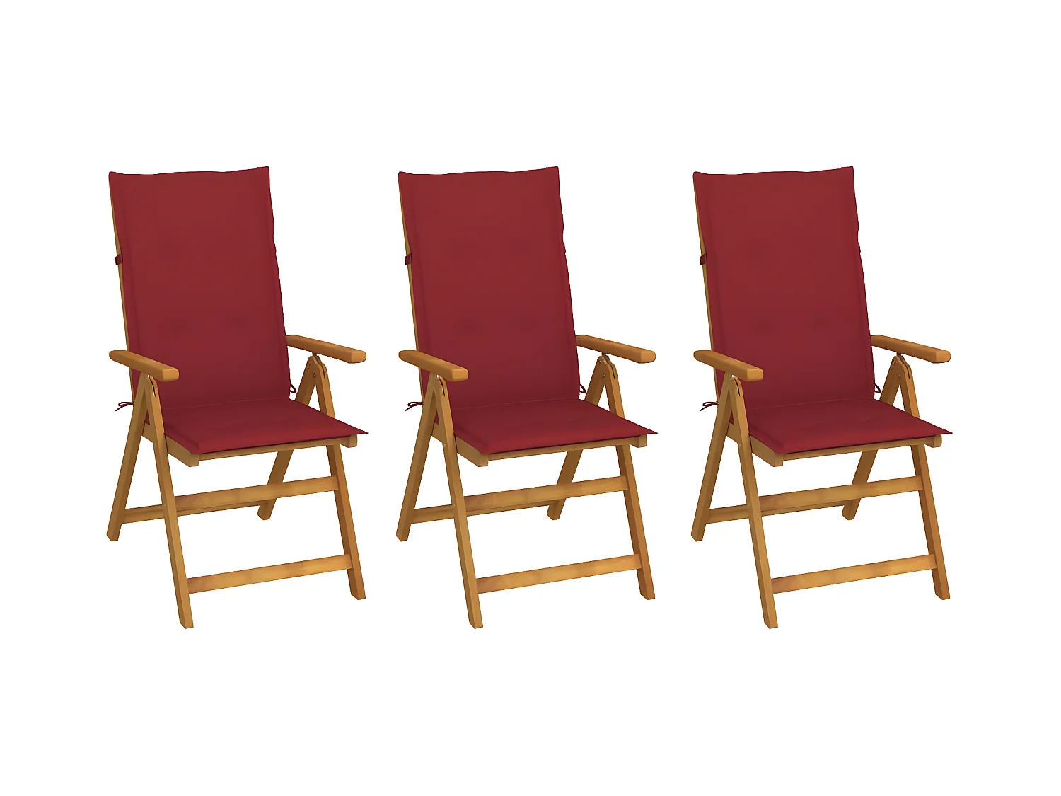 Lot de 3 Chaises pliables de jardin avec coussins Bois d'acacia FR72418