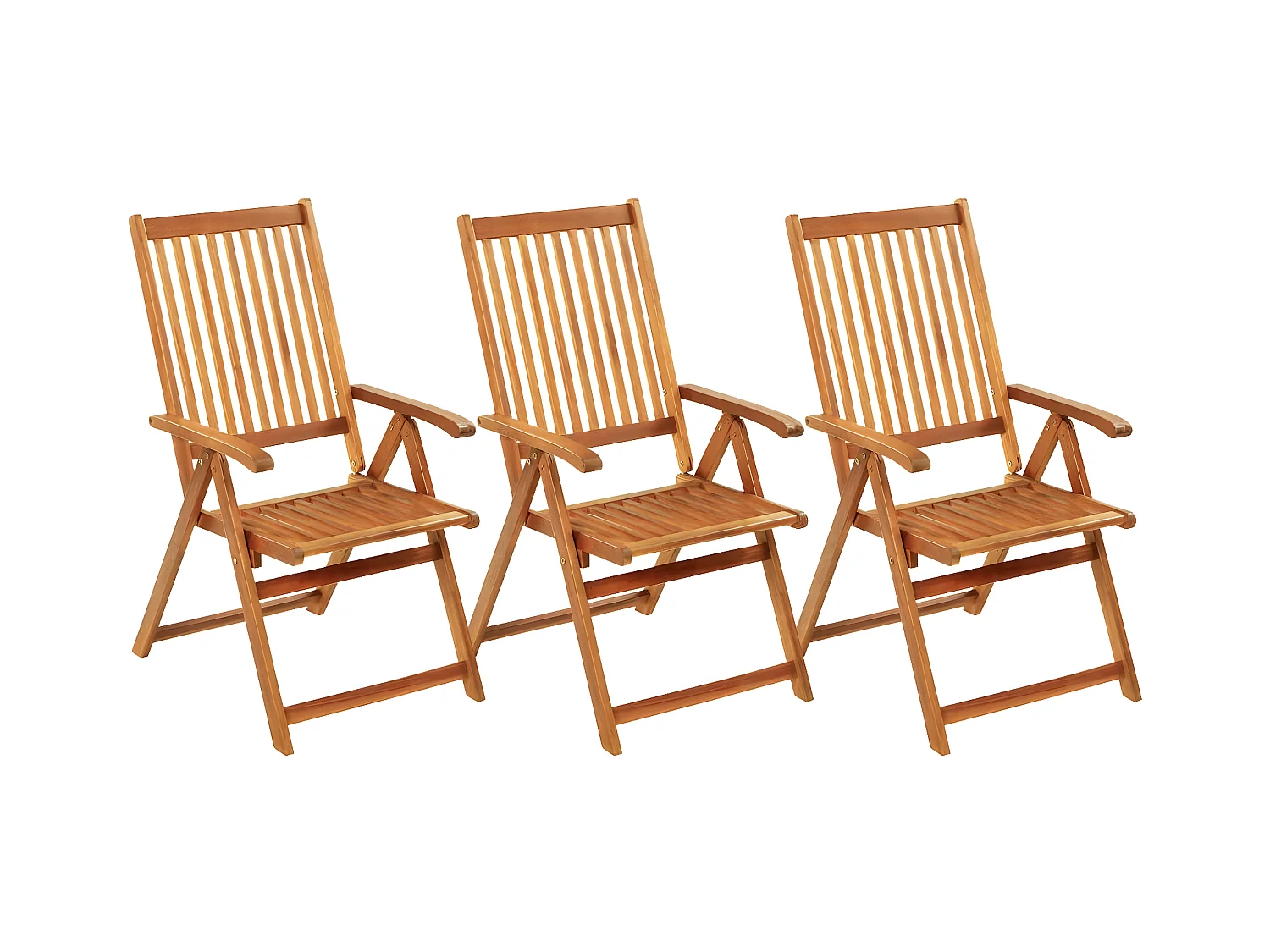 Juego de 3 Sillas de jardín plegables y cojines madera maciza acacia ES483326