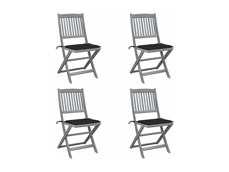 Lot de 4 Chaises pliables de jardin avec coussins Bois d'acacia FR61356