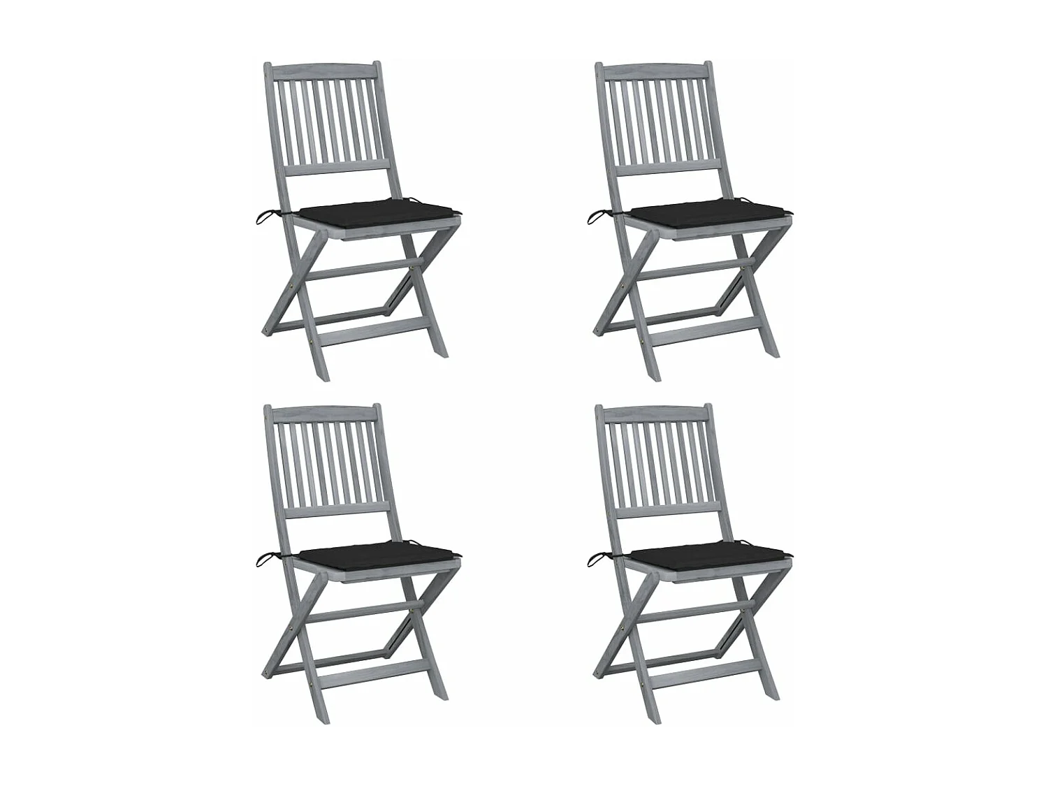 Lot de 4 Chaises pliables de jardin avec coussins Bois d'acacia FR61356