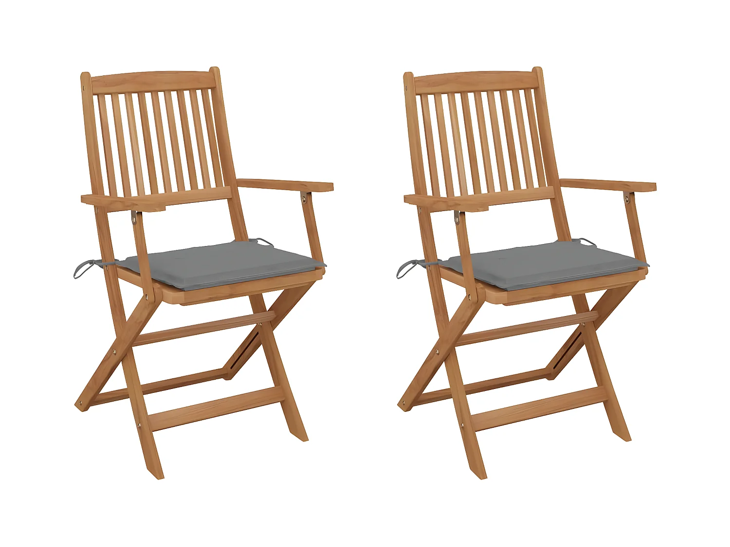 Lot de 2 Chaises pliables de jardin avec coussins Bois d'acacia FR99062