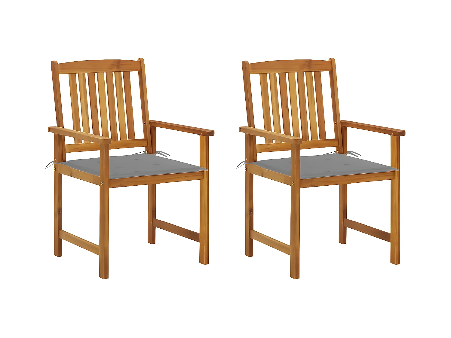 Lot de 2 Chaises de jardin avec coussins Bois d'acacia massif FR13265