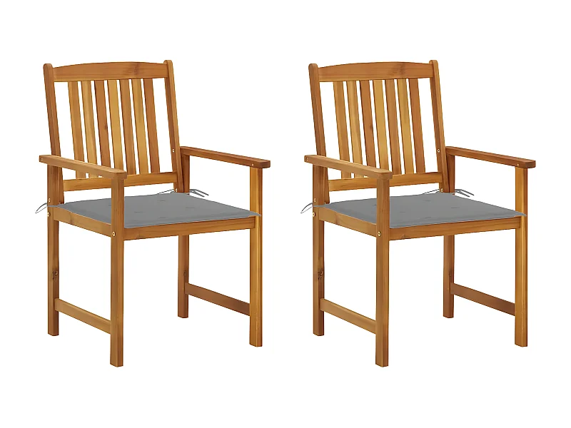 Lot de 2 Chaises de jardin avec coussins Bois d'acacia massif FR13265