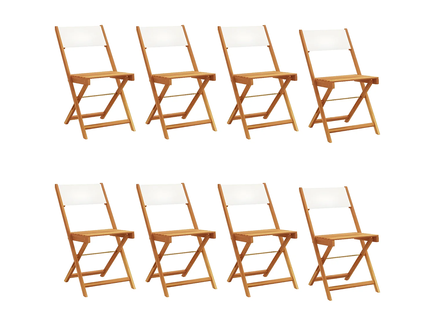 Lot de 8 Chaises de jardin pliantes tissu et bois massif FR19171