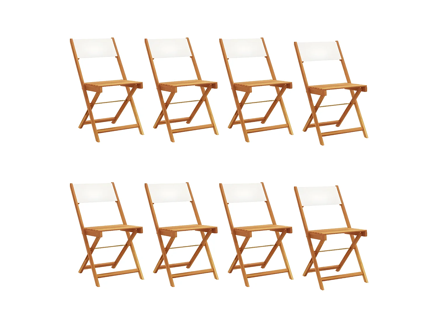 Lot de 8 Chaises de jardin pliantes tissu et bois massif FR19171