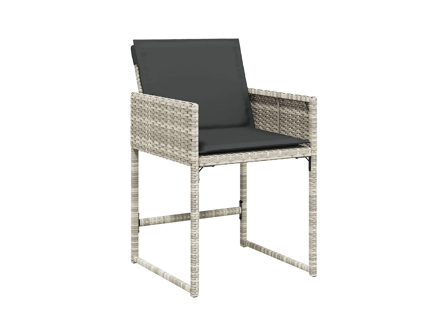 Lot de 4 Chaises de jardin avec coussins gris clair poly rotin FR47939