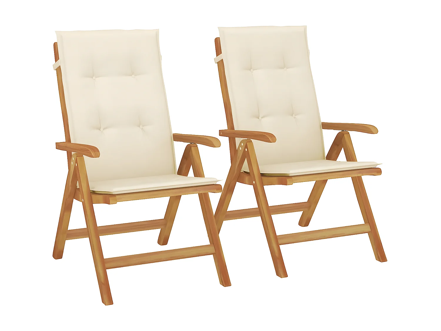 Tuinstoelen 2 st verstelbaar met kussens massief teakhout BE222548