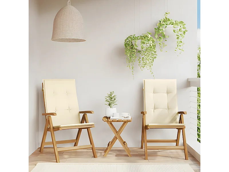 Tuinstoelen 2 st verstelbaar met kussens massief teakhout BE222548