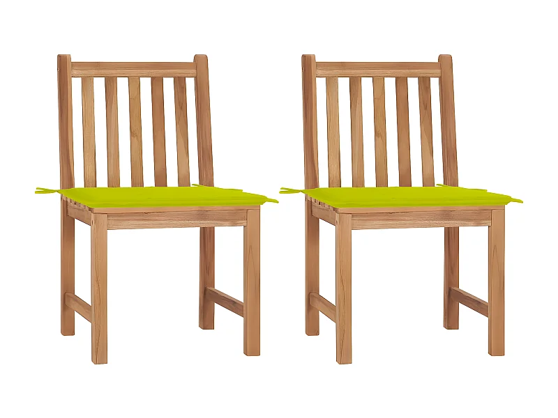 Lot de 2 Chaises de jardin avec coussins Bois de teck massif FR80671