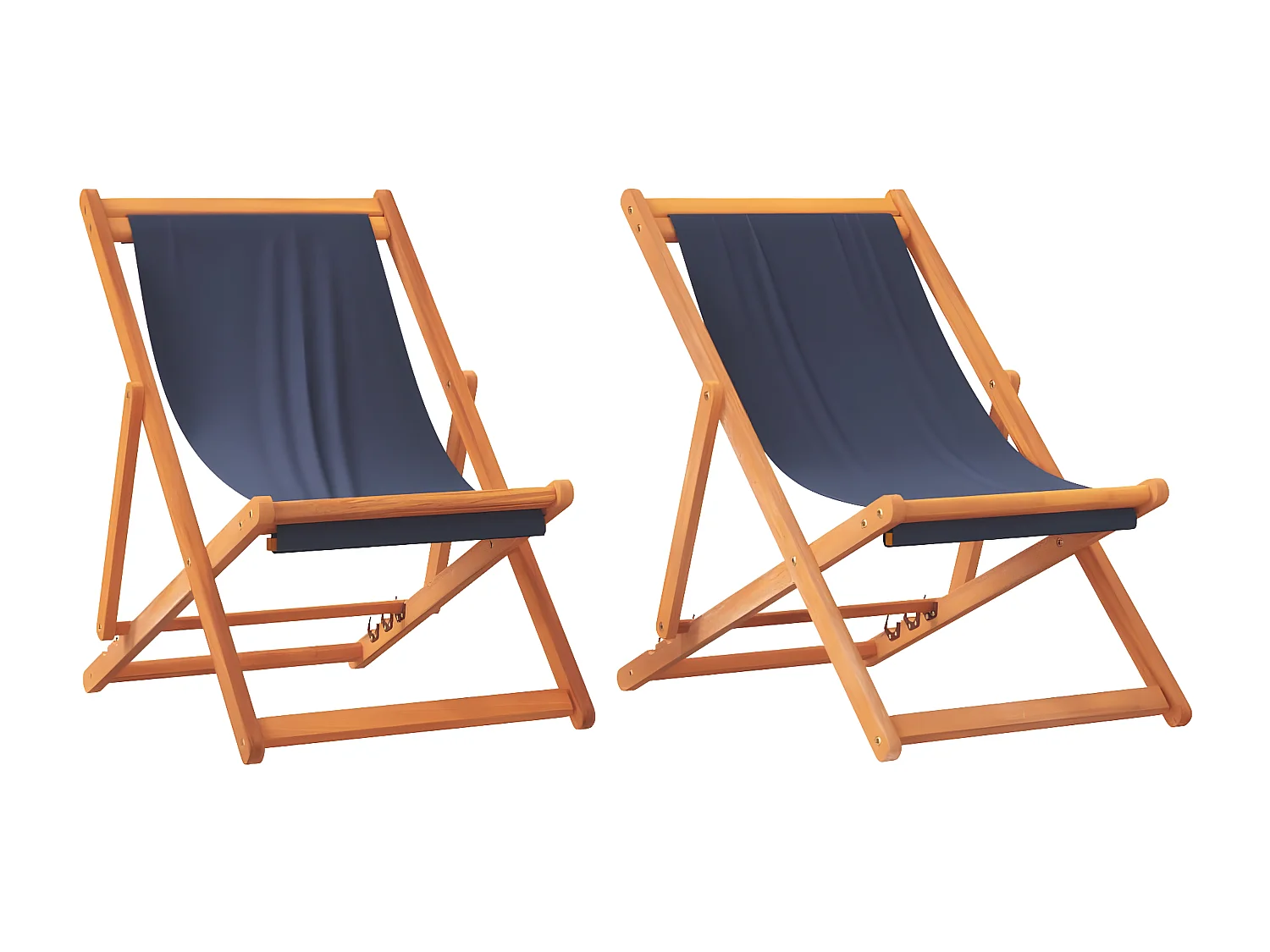 Lot de 2 Chaises de plage pliables bleu tissu FR18579