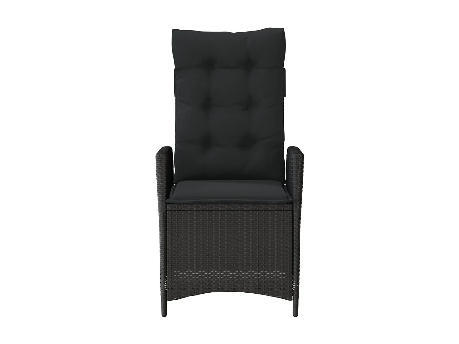 Tuinstoelen 2 st verstelbaar met kussens poly rattan zwart BE234742