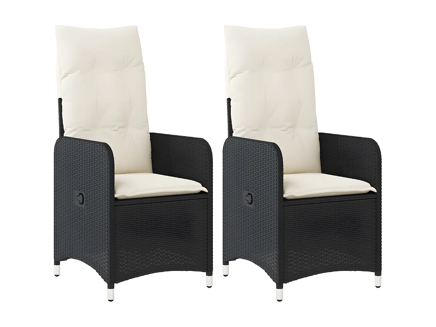 Cadeiras de jardim reclináveis c/ almofadões 2pcs vime PE preto PT703331
