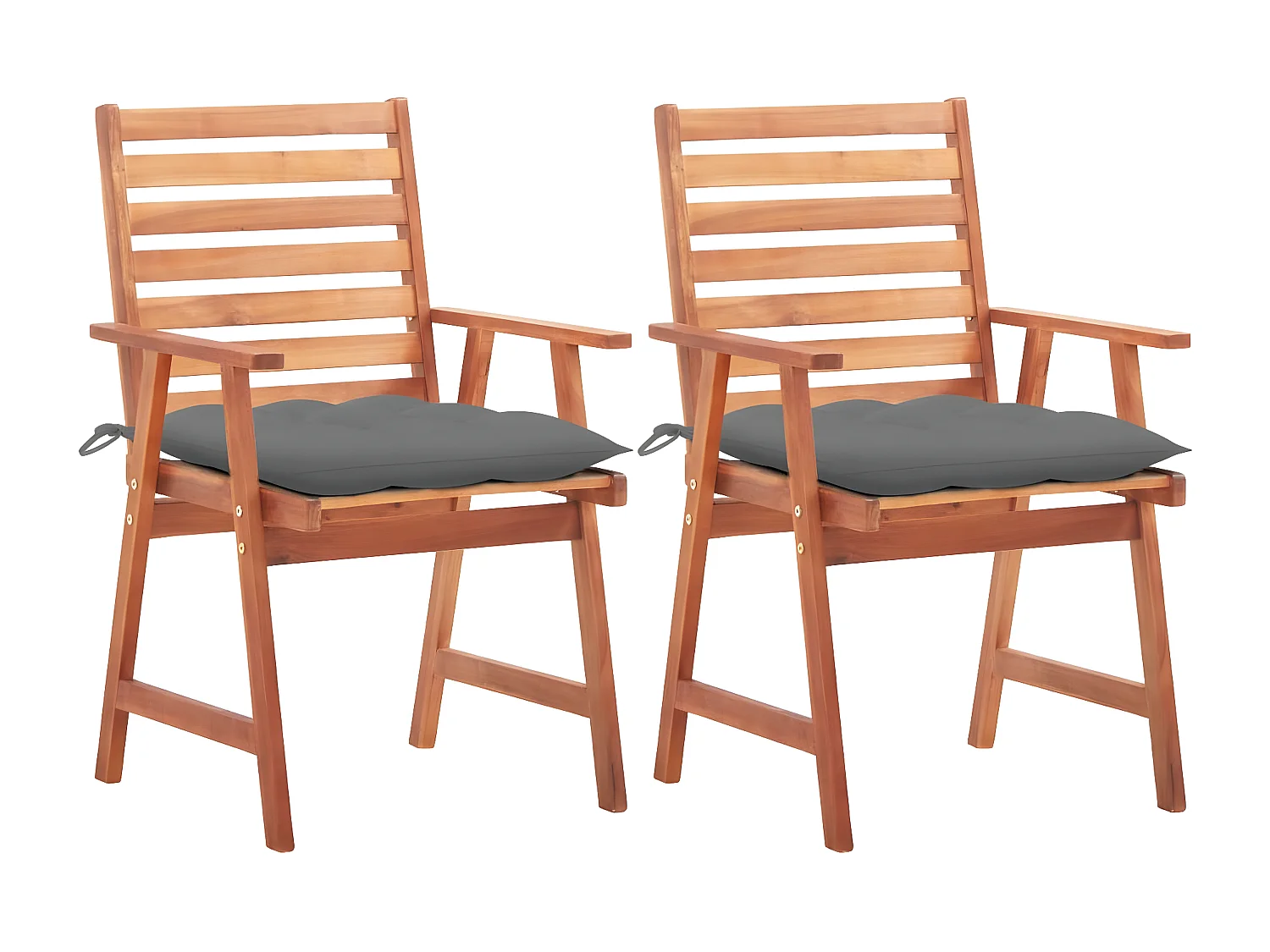 Lot de 2 Chaises à dîner de jardin avec coussins Acacia massif FR23706