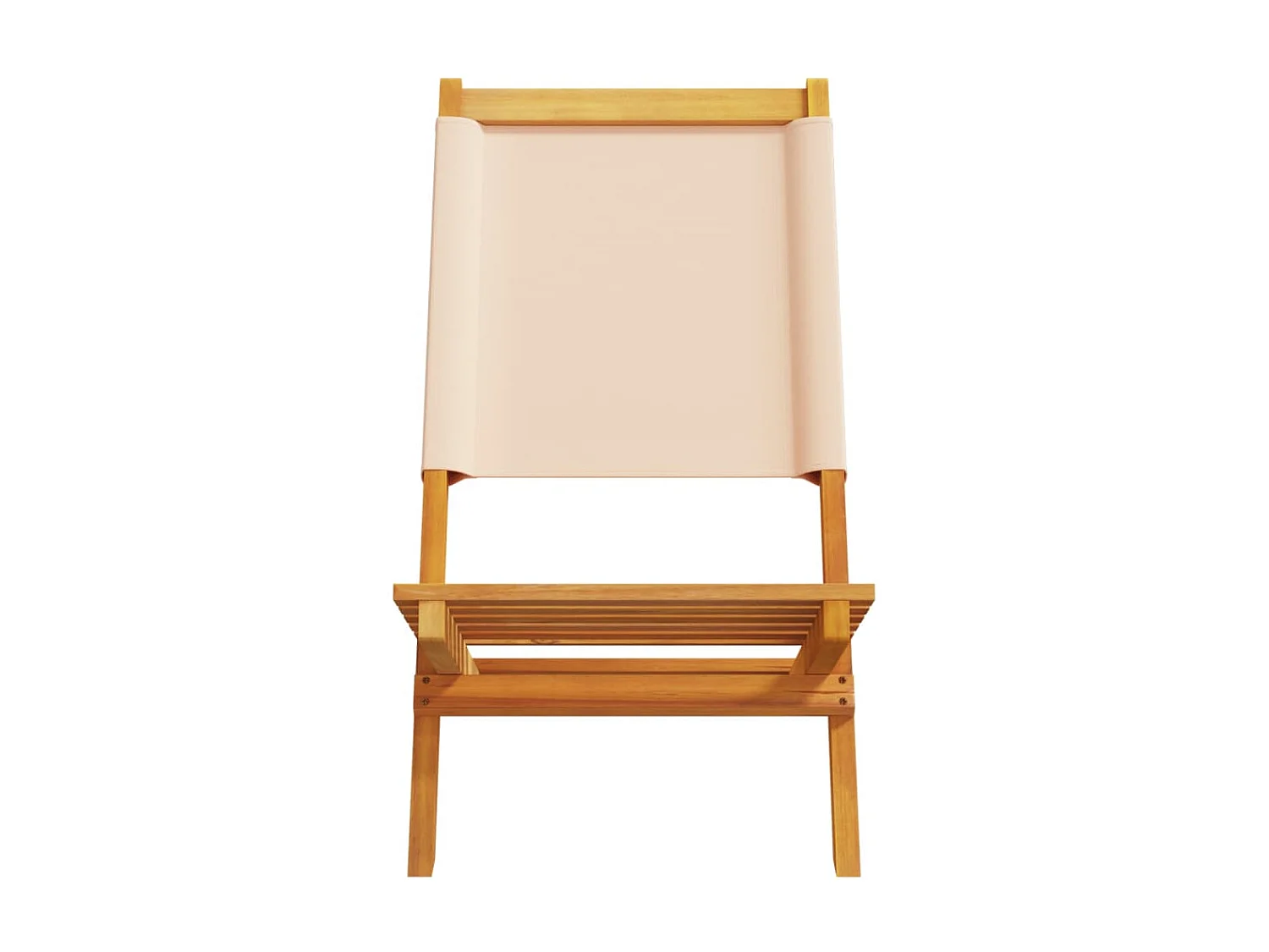 Lot de 4 Chaises de jardin pliantes beige tissu et bois massif FR31386