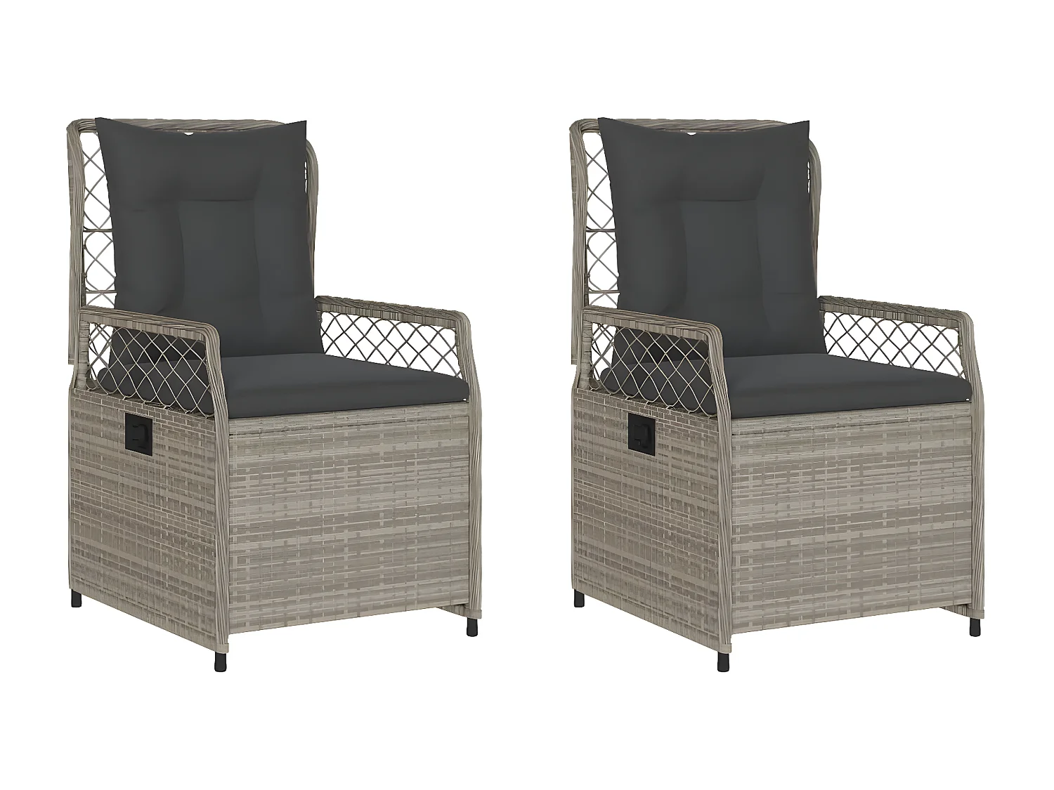 Lot de 2 Chaises inclinables de jardin gris clair résine tressée FR70387