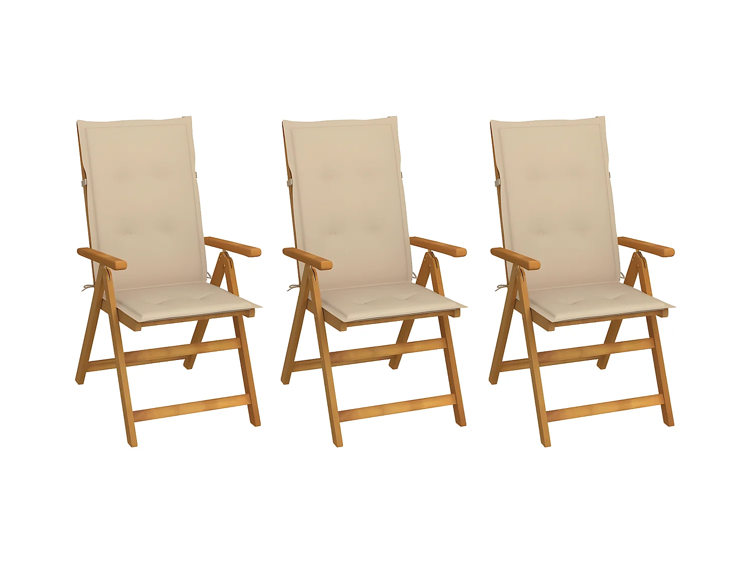 Lot de 3 Chaises pliables de jardin avec coussins Bois d'acacia FR62247