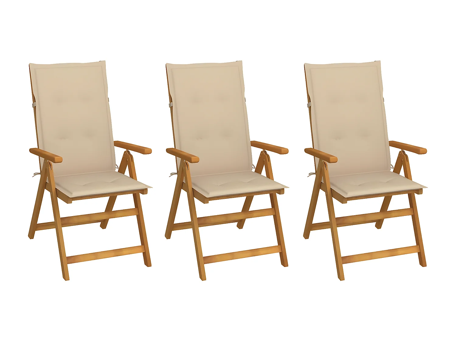 Lot de 3 Chaises pliables de jardin avec coussins Bois d'acacia FR62247