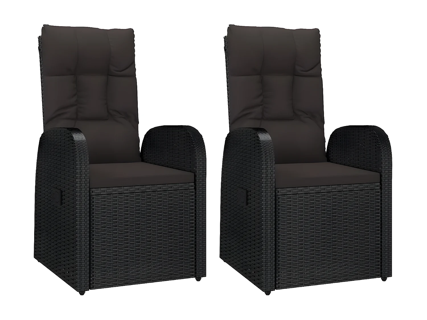 Lot de 2 Chaises de jardin inclinables coussins Noir Résine tressée FR99066