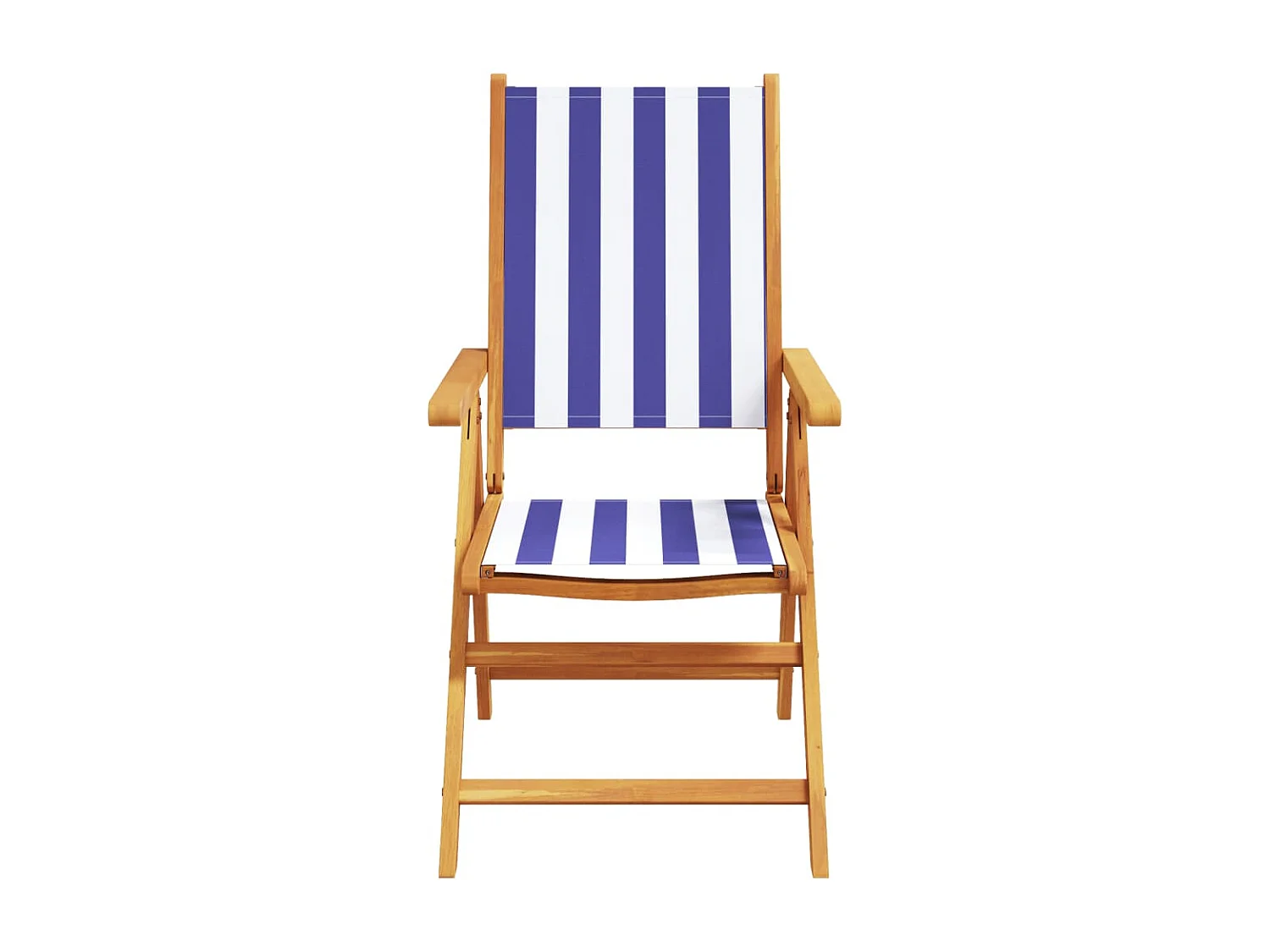 Tuinstoelen 2 st massief acaciahout en stof blauw en wit BE220291