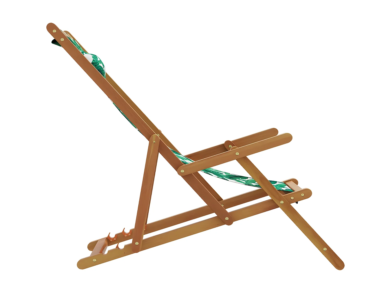 Lot de 2 Chaises de plage pliantes tissu et bois massif FR93444